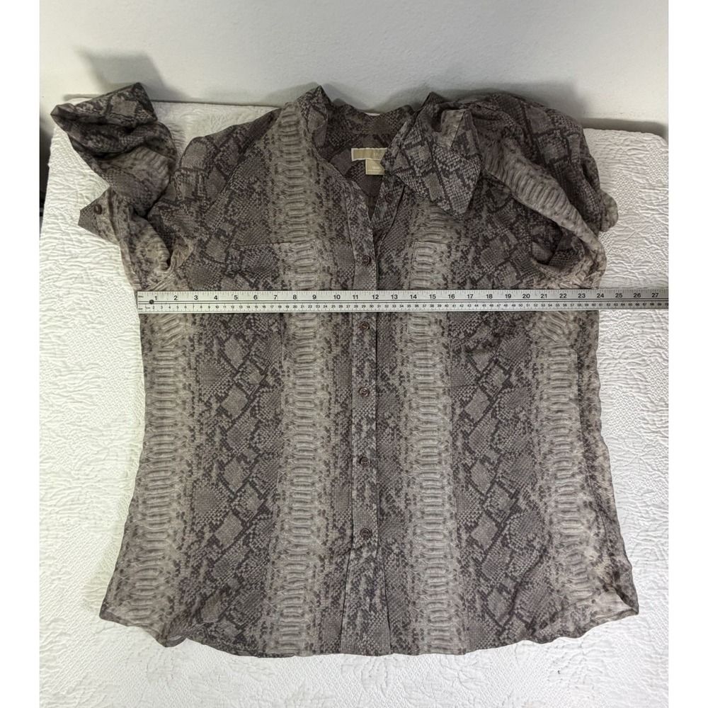 MICHAEL KORS PYTHON Snake TOP BLOUSE SZ 16 W Long Sleeve Sheer - Picture 4 of 6